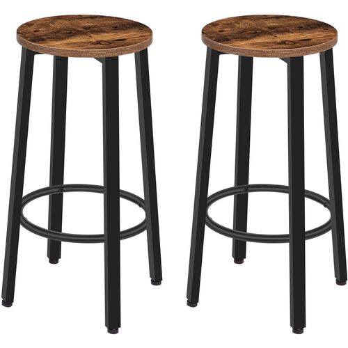 Set 2 taburetes metal y madera 70 x 41 x 15.5 cm