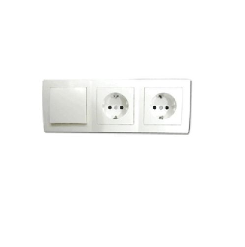 Doble base schuko con interruptor de 1 polo