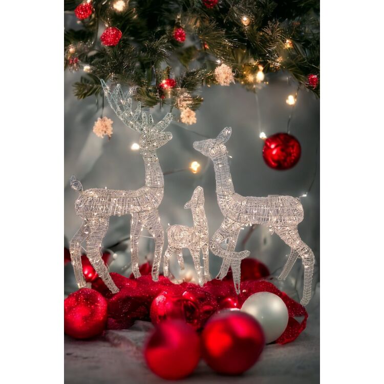 Familia renos decoración Navidad 300 LEDs blanco cálido