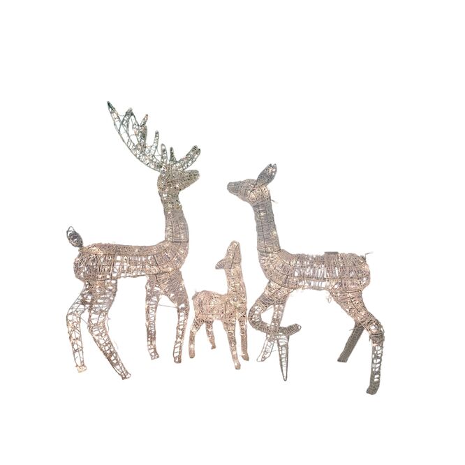 Familia renos decoración Navidad 300 LEDs blanco cálido