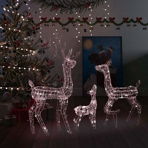 Familia renos decoración Navidad 300 LEDs blanco cálido