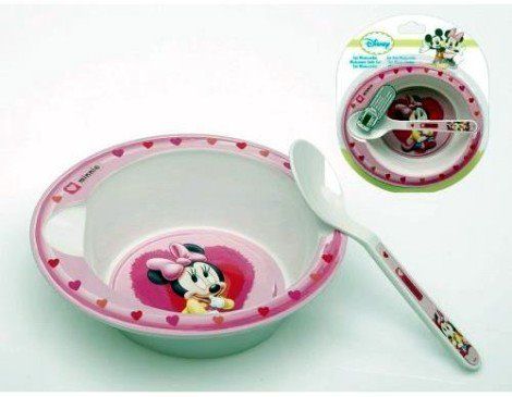 Cuenco y cuchara Minnie para microondas.