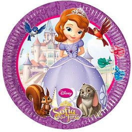 Pack 8 platos de cartón Princesa Sofía Disney 20 cm
