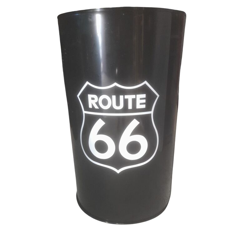 Bidn de Metal mesa alta Barril Industrial lacado blanco y negro "Route 66" 93 x 57 cm