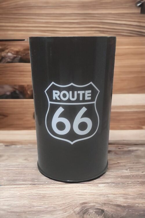 Bidn de Metal mesa alta Barril Industrial lacado blanco y negro "Route 66" 93 x 57 cm