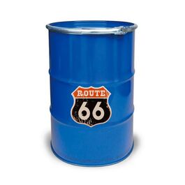 Bidón Metal Mesa Alta Barril Industrial Lacado Azul Route 66" 93 x 57 cm