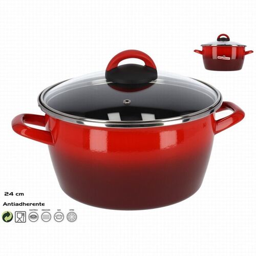 Olla tapa Rosso Magefesa antiadherente 24 cm