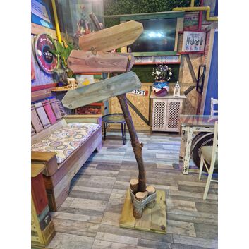 Poste señalización rústica de madera personalizable estilo "Vintage" 178 x 90 cm
