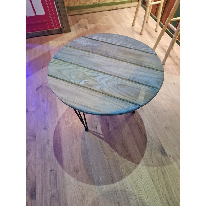 Mesa madera patas acero estilo "Vintage" 70 x 20 cm