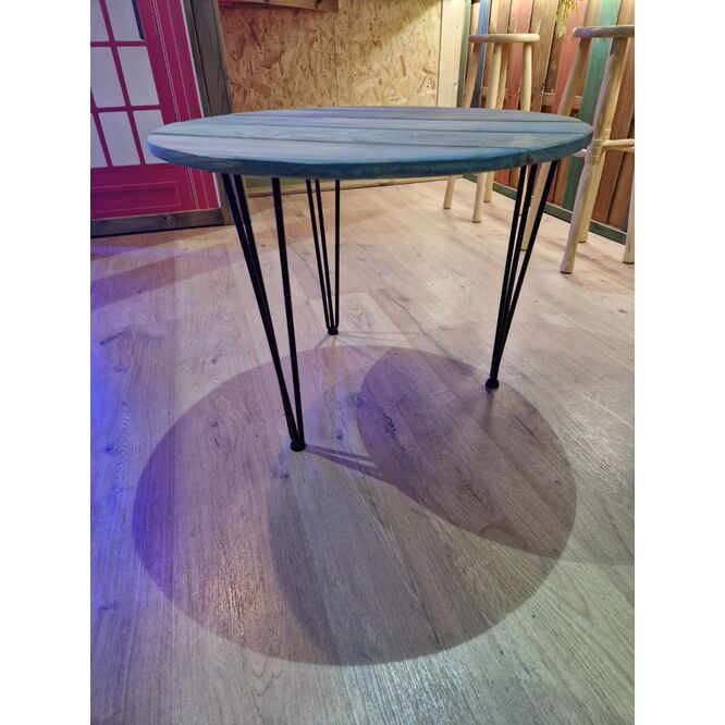 Mesa madera patas acero estilo "Vintage" 70 x 20 cm
