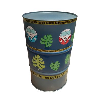 Bidón metal mesa alta Barril industrial personalizable verde " Green Volkswagen" 60 x 60 x 90 cm