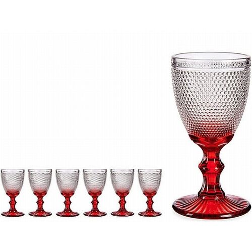 Set 6 Copas cristal Puntos Agua Rojo 24 cl