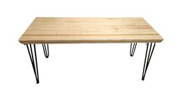 Mesa auxiliar madera de pino autoclave doble tratada con patas de acero 120 x 50 x 53 cm