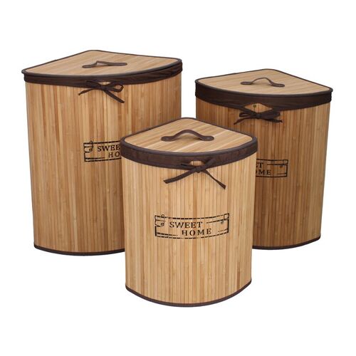 Set tres pongotodo bambú triangular con asas
