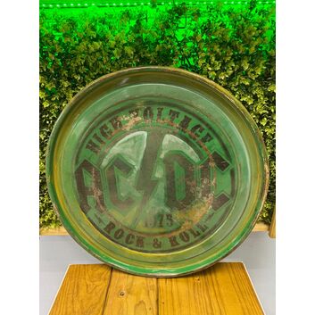 Tapa barril decorativa grabada a laser "ACDC" diámetro 60cm ancho 1cm