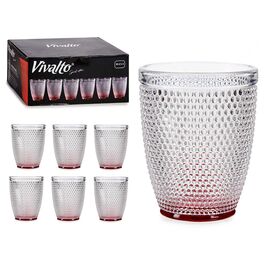Set 6 Vasos Cristal Puntos Agua 300 ml Rojo 8 x 8 x 10 cm
