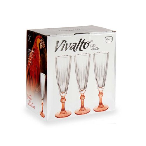 Set 6 Copas Cava Color Salmón 170 ml 6,5 x 6,5 x 20 cm