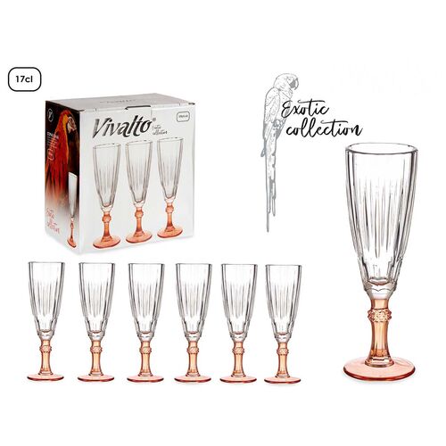 Set 6 Copas Cava Color Salmón 170 ml 6,5 x 6,5 x 20 cm
