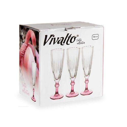 Set 6 Copas Cava Color Rosa 170 ml 6,5 x 6,5 x 20 cm