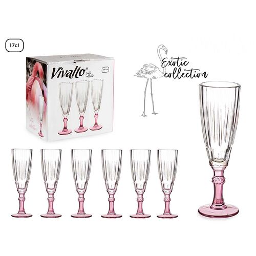 Set 6 Copas Cava Color Rosa 170 ml 6,5 x 6,5 x 20 cm