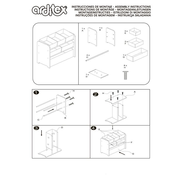 Organizador de Madera 62x30x60 cm con 6 cestos Textiles de Almacenamiento Batman