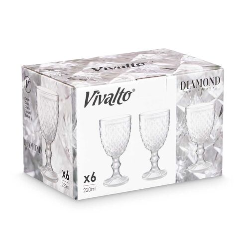 Set de 6 Vasos diamante transparente 250 ml