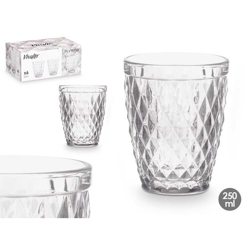 Set de 6 Vasos diamante transparente 250 ml