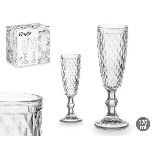 Set 6 copas de Cava diamante transparente 170 ml