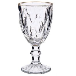 Set 6 Copas de vino 330 ml diamante filo oro