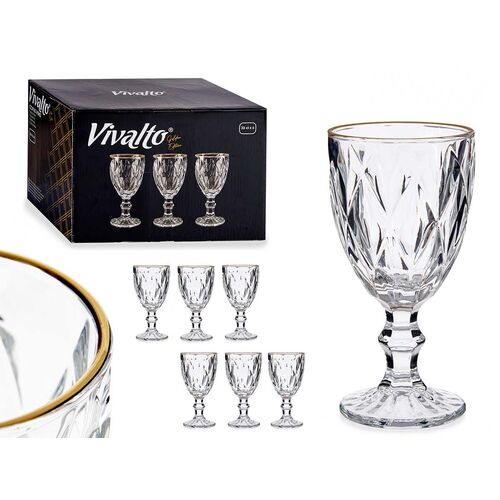 Set 6 Copas de vino 330 ml diamante filo oro