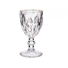 Set 6 Copas de agua 254 ml diseño diamante filo oro