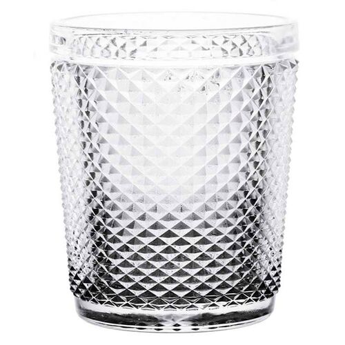 Set 6 Vasos de agua diamante transparente con pie antracita 300 ml
