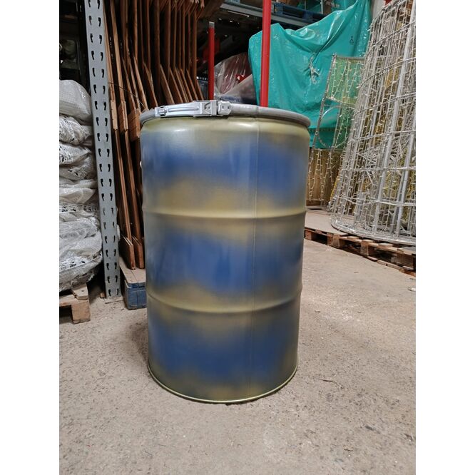 Bidón de metal mesa alta Barril industrial lacado color azul 90 x 57 cm