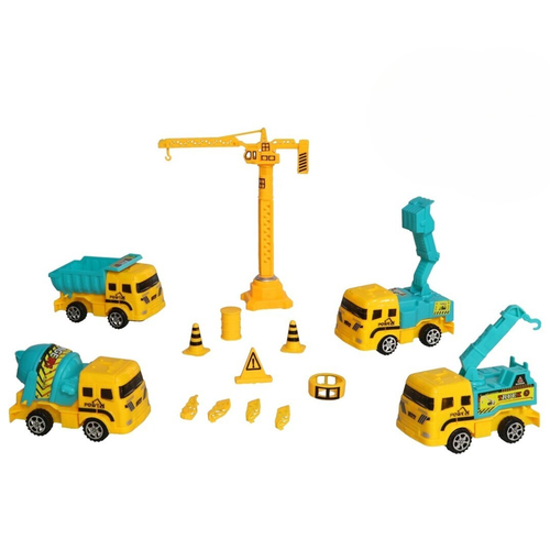 Set vehículos de construcción 14 piezas 38,5 x 28,5 x 6 cm