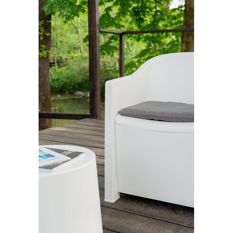 Conjunto de jardín 3 piezas Luna color blanco con cojines grises