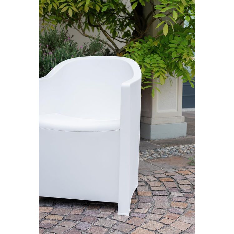 Conjunto de jardín 3 piezas Luna color blanco con cojines grises