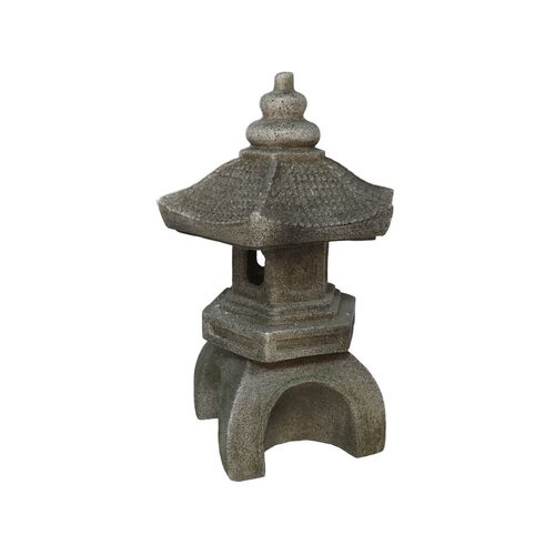 Pagoda de jardín con luz solar 1 LED gris 36 x 30,5 x 53,5 cm