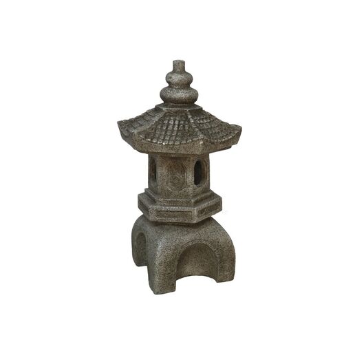 Pagoda de jardín con luz solar 1 LED gris 21 x 19 x 37 cm