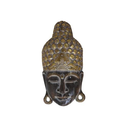 Cabeza Buda pared 50 cm color gris claro/dorado
