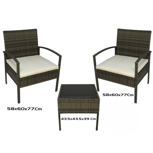 Conjunto de jardín 2 sillones y mesa ratán modelo Bahamas