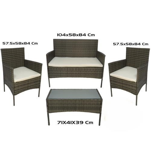 Conjunto Sofá 2 Sillones y mesa Bali
