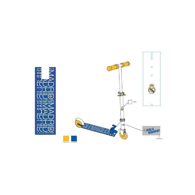 Patinete de aluminio 2 ruedas Real Madrid 80 x 55,5 x 9,5 cm
