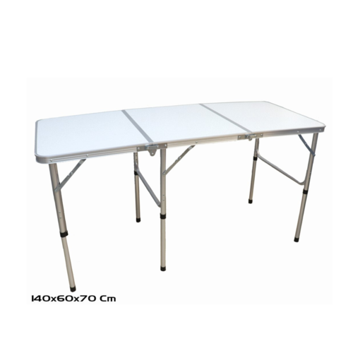 Gerimport Mesa de Camping Blanca Plegable C/ASA 140x60x70 cm