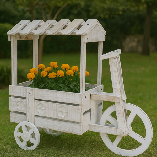 Gerimport Jardinera de Triciclo de color Natural 78x37x75 cm