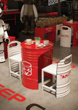 Set industrial tipo Barril 1 mesa de 59x75cm y 2 sillas 40x40x75cm
