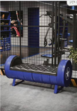 Banco Barril Industrial Azul 150x59x45cm