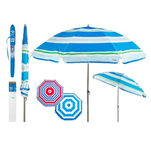 AKTIVE-SOMBRILLA D200 CM-TUBO 22/25 RAYAS AZUL OSCURO