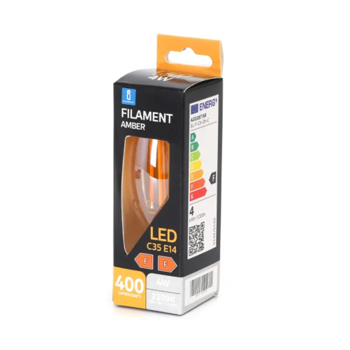 Bombilla de filamento  LED (ámbar) C35 E14 4W