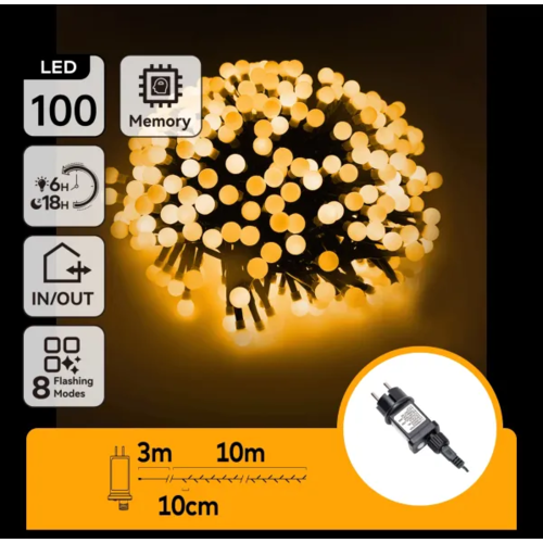 Guirnalda de luces petardos de bajo voltaje. Blanco cálido, 10m
