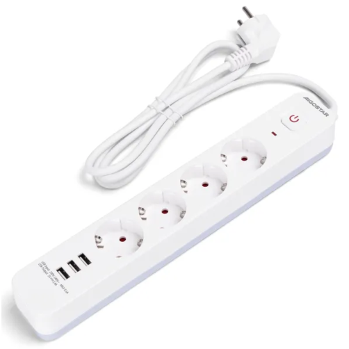 Regleta alemana  de cuatro vías serie L 1,5M 3G1, blanco y gris